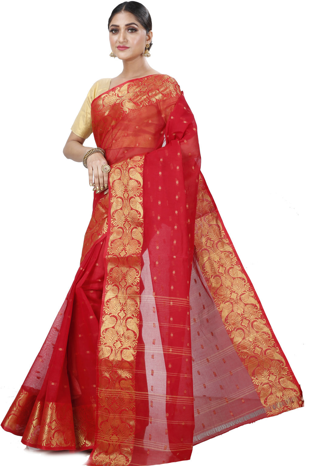 Red Pure Cotton Saloni Tant Saree (1030)